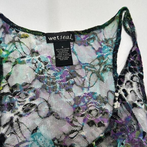 Wet Seal Size Small Vintage Sheer Zipper Up Laced Summer Vibes Tank - Picture 3 of 4